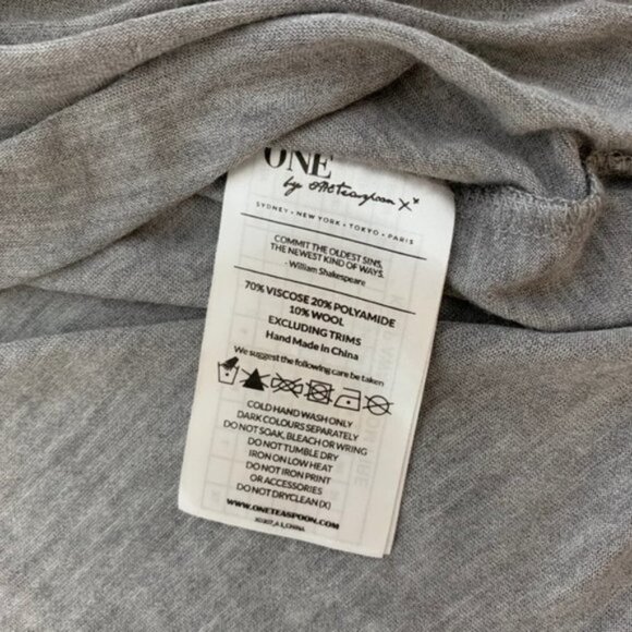 One Teaspoon Soho Fine Wool Grandpa Top Long Sleeves Grey Marle - Picture 12 of 15